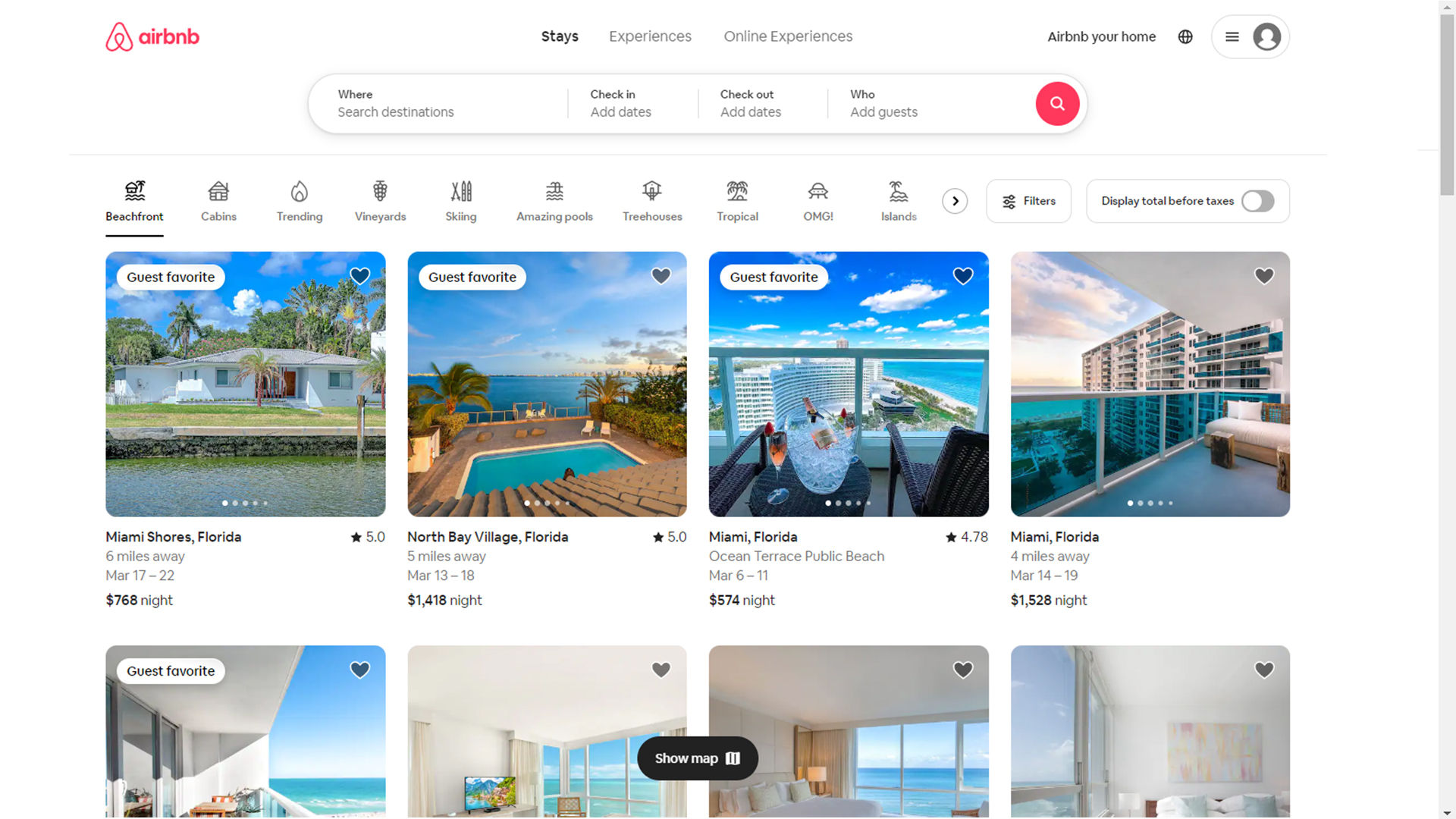 Screenshot of an Airbnb page.