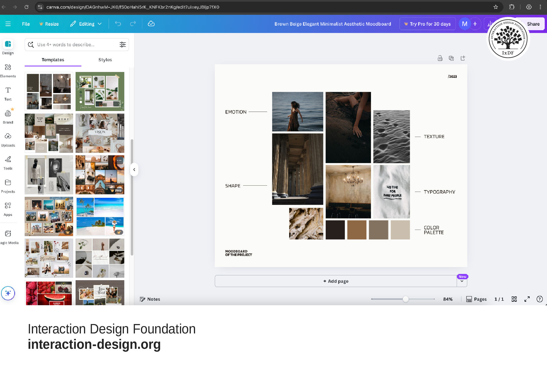 An image from the Canva mood board tool.