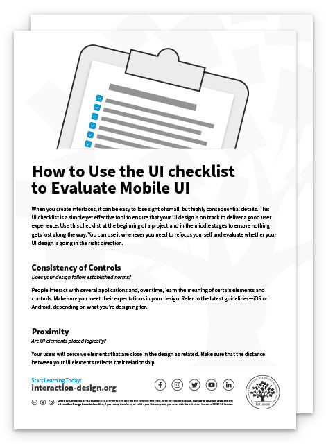 Sample of UI Checklist template