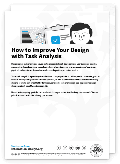 Sample of How to Improve Your Design with Task Analysis template