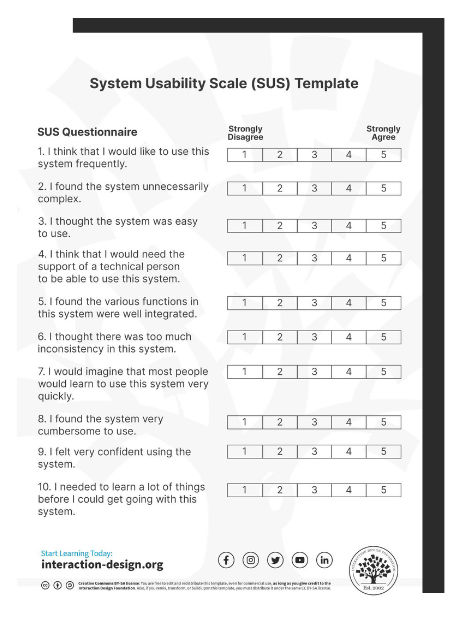 System usability scale template