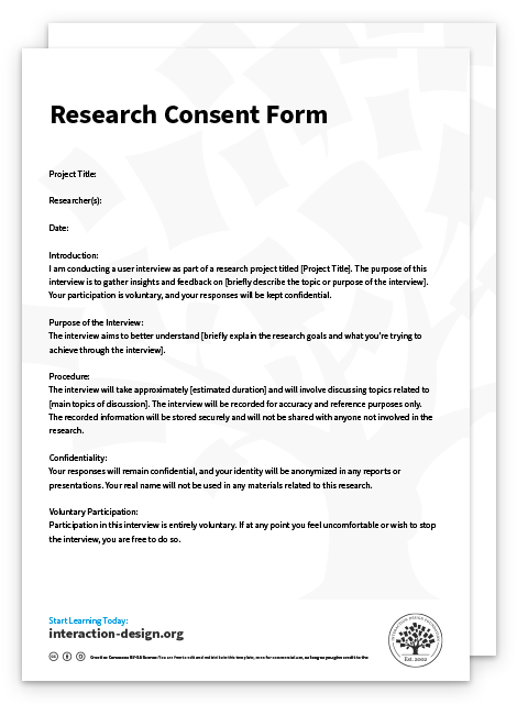 Sample of User Interview Research Consent Form template