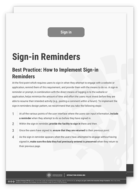 Sample of Sign-in Reminders template