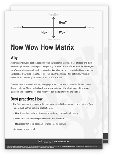 Sample of Now Wow How Matrix template