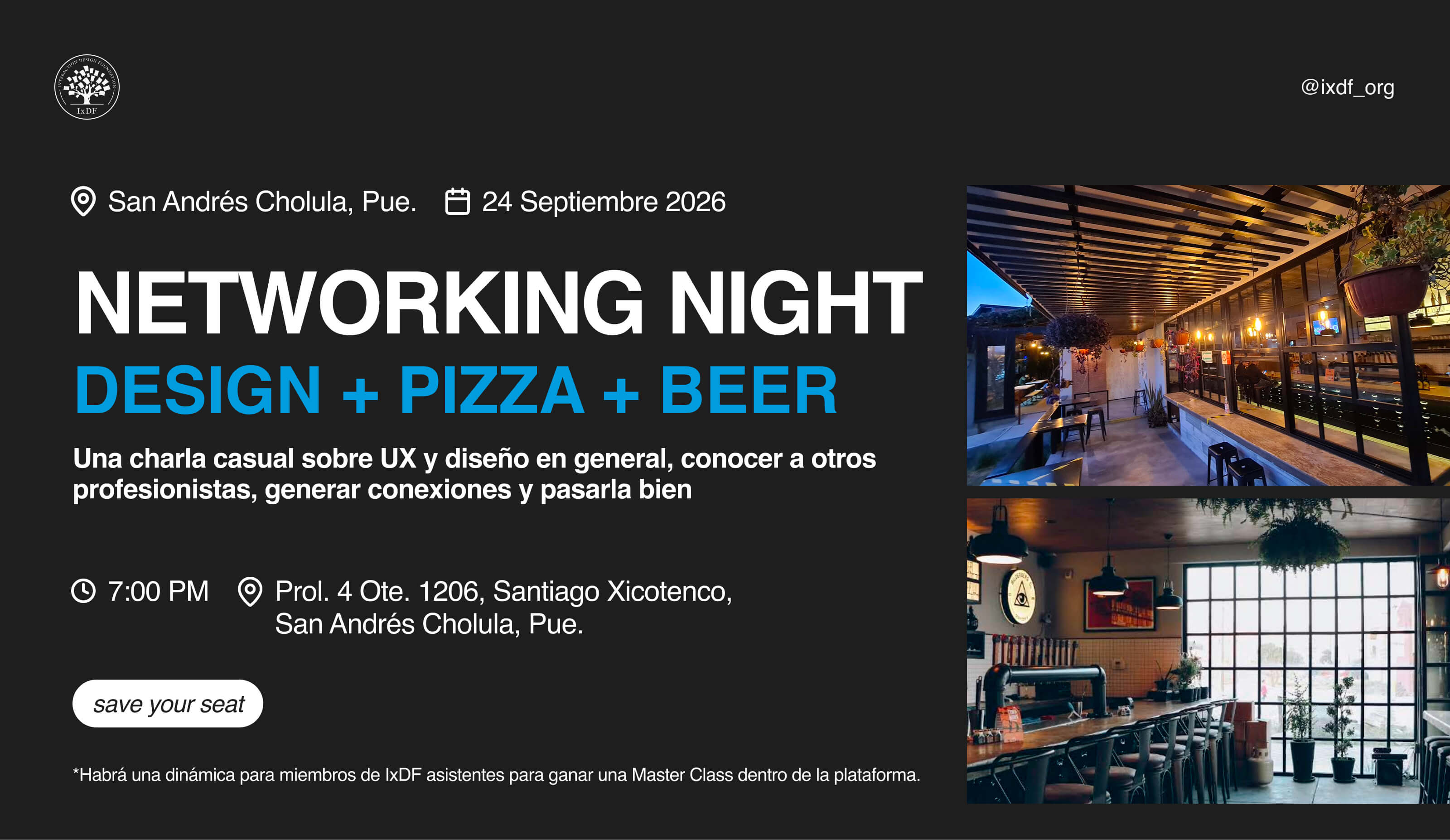 Networking night - Design + Pizza + Beer - IxDF Puebla