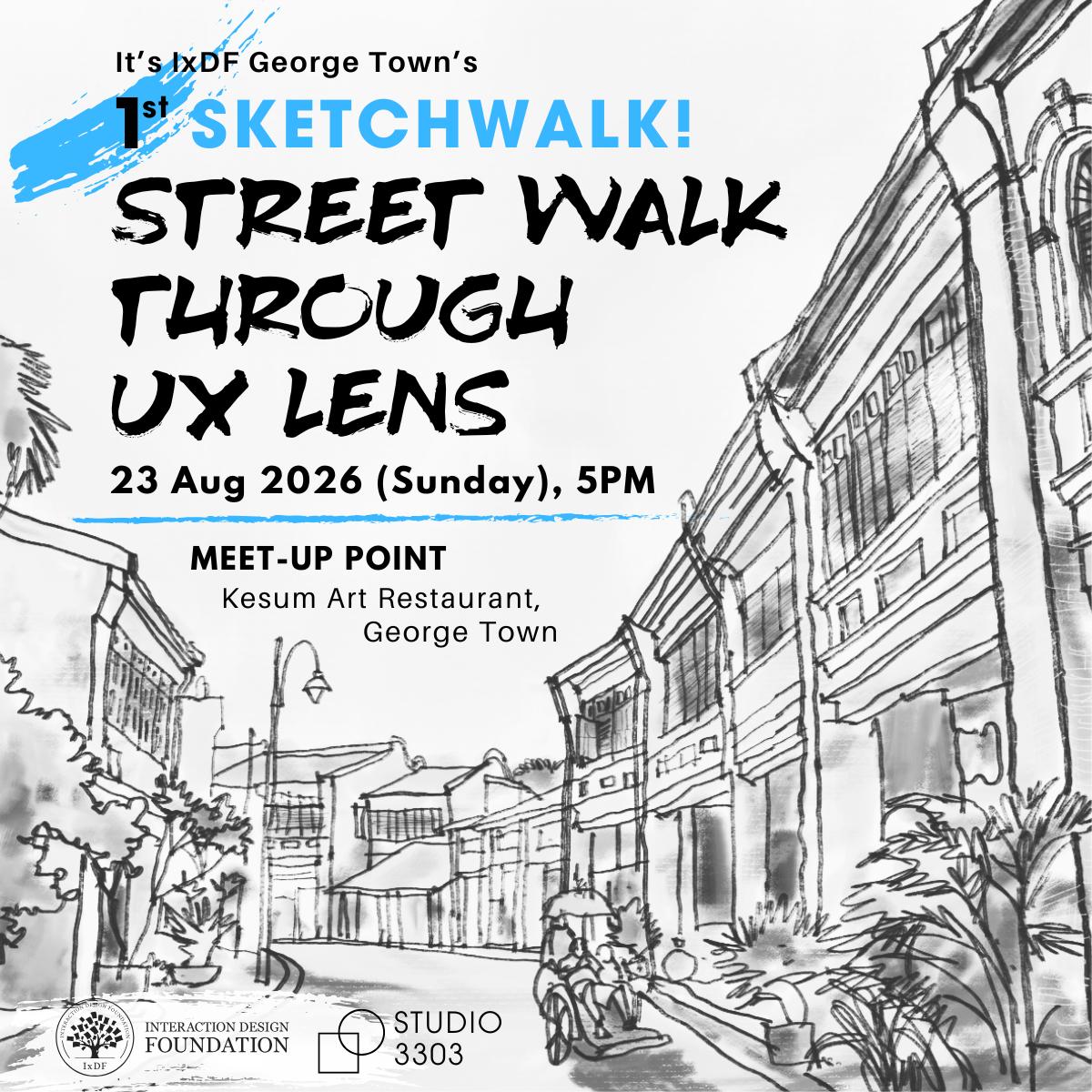 Urban walk, street walk, sketch, urban
