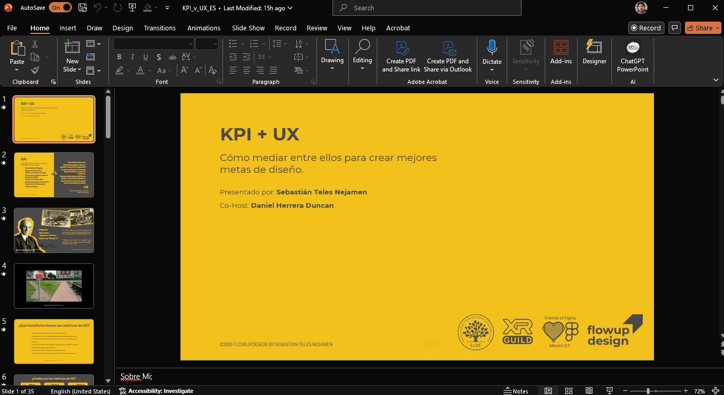 Picture of a powerpoint screen clearly showing the IxDF logo, XR Guild, Friends of Figma, and FLowupDesign