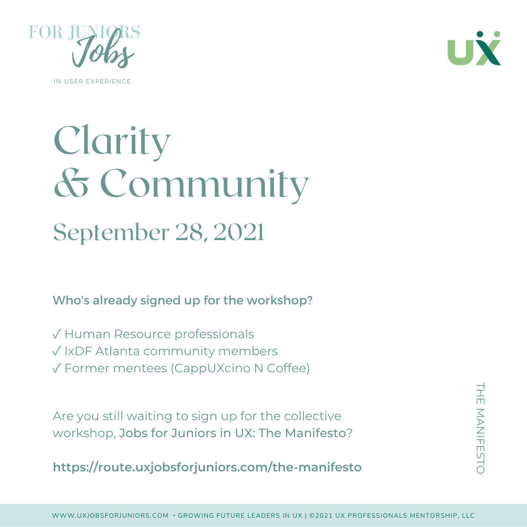 Jobs for Juniors in UX: The Manifesto - A collective workshop