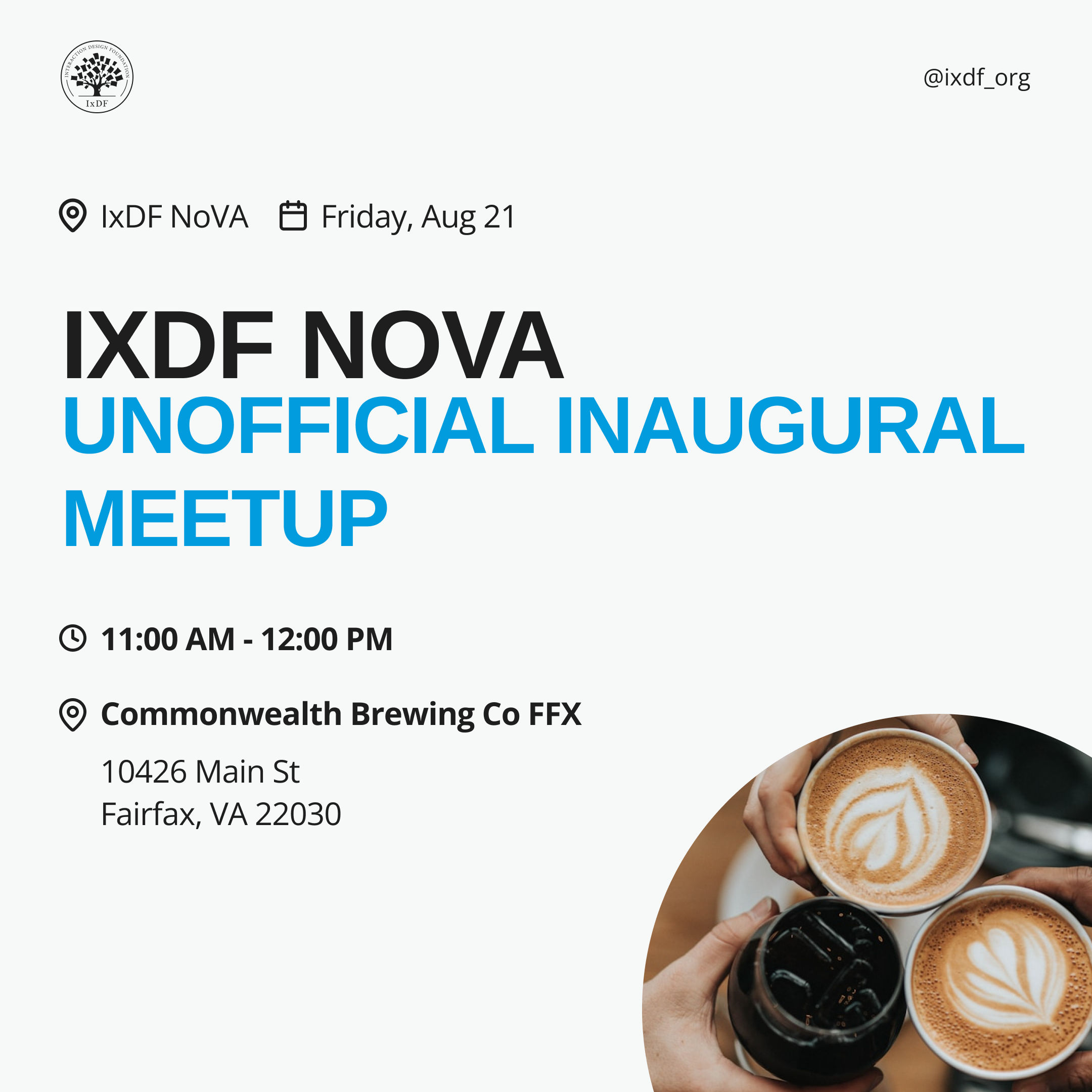 IxDF NoVA coffee meet-up details